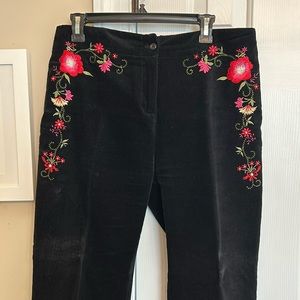 Corduroy velveteen embroidered pants